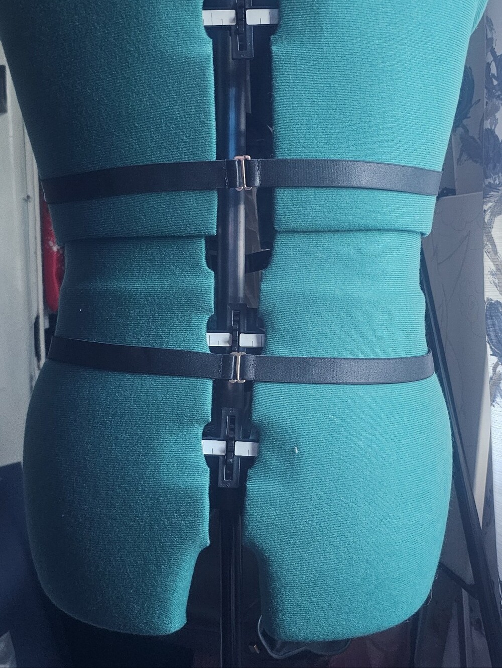 Adjustable Black Waist and Bust Harness Belt -